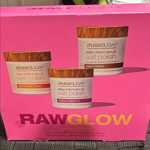 Raw Sugar Daily Micro Scrub Salt Polish Set - Pink